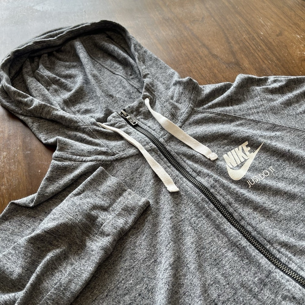Nike Just Do It Full Zip Hoodie Men's Medium Gray Heather Sweatshirt 726057-091